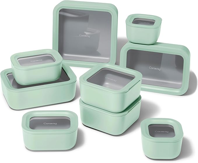 Caraway 22-Piece Glass Food Storage Set, Storage Containers for Food