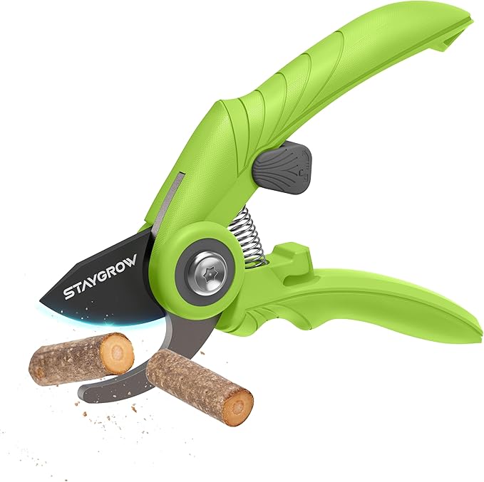 STAYGROW Garden Shears 6.9" Pruning Shears for Gardening Green