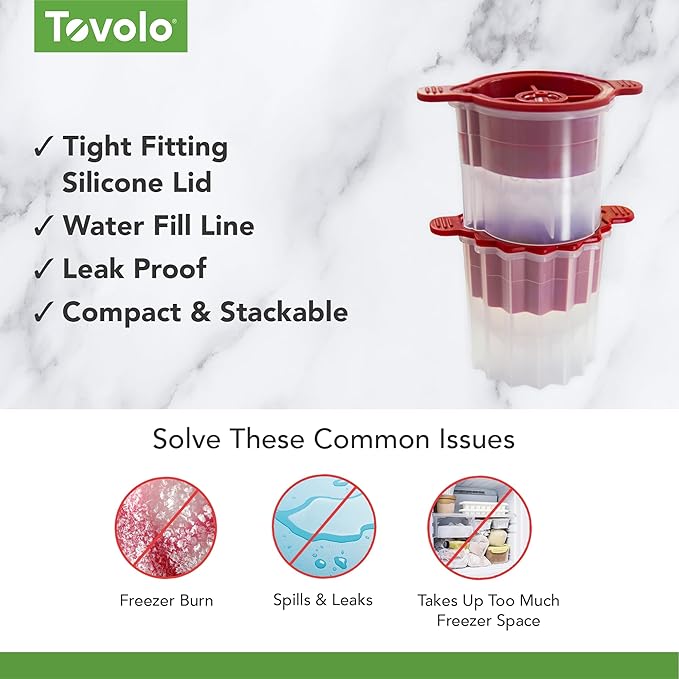Tovolo Dots and Stripes Ornament Ice Cube Molds Set of 2 for Festive Holiday Drinks Christmas Gifts for Dad, BPA Free Dishwasher Safe Silicone Ice Molds for Cocktails