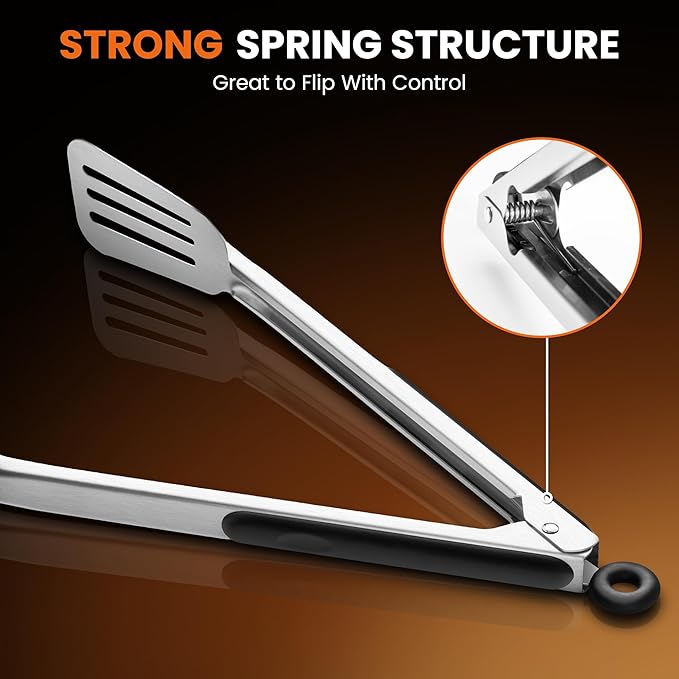 12-inch & 14-Inch Spatula Tongs for Cooking, Stainless Steel Kitchen Tongs