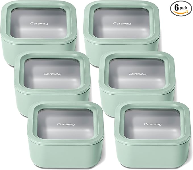 Caraway 6-Piece Glass Food Storage Container Set