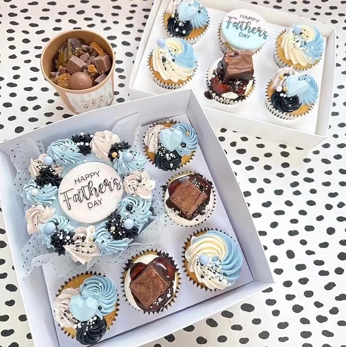 SAHROO Bento Cake and Cupcake Box 4-inch Cake and 5 Cupcakes Box 10 Sets for Family Dinner Birthday Party Picnic Gift