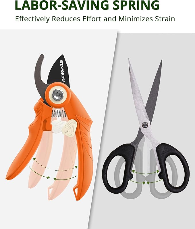 STAYGROW Garden Shears 6.9" Pruning Shears for Gardening Orange