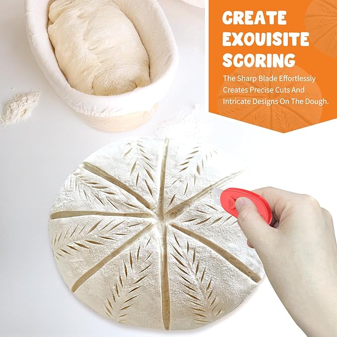 NeoRov Extractable & Magnetic Bread Lame Dough Scoring Tool - Professional Sourdough Scoring Tool - Sourdough Bread Baking & Bread Scoring Tool - Scoring Patterns booklet & 5 Razor Blades (Red)