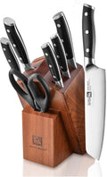 Klaus Meyer Stahl 8-Piece German Steel Kitchen Knife Block Set (Black)