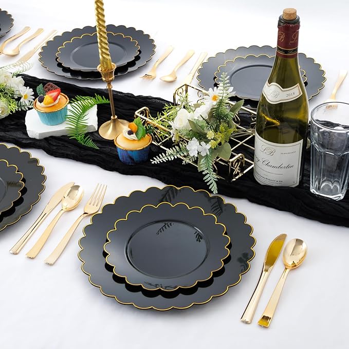 EI 360pcs Gold Plastic Silverware,Gold Silverware Disposable,Gold Forks and Spoons,Gold Plastic Cutlery include 120pcs Forks,120pcs Spoons and 120pcs Knives for Wedding,Afternoon Tea,Valentine's Day