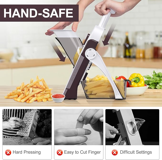 5 in 1 Adjustable Safe Mandoline Slicer for Kitchen with Paring Knife