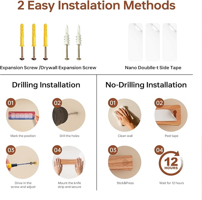 KORELION WOOD Magnetic Knife Strip, 16 Inch Oak Magnetic Knife Holder for Wall with N52 Super Strong Magnets, Premium Wooden Knife Magnetic Strip Organizer for Kitchen Knives, Tools,No Drilling