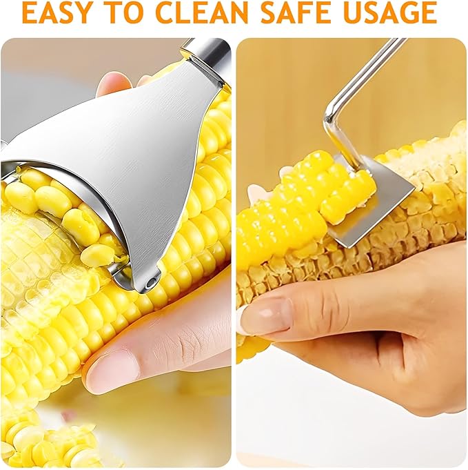 2 Pack Corn Peeler Tool Stainless Steel Corn Kernel Remover, Corn Stripper Tool for Corn on the Cob, Ergonomic Corn Cutter Kitchen Gadget for Easy Kernel Removal