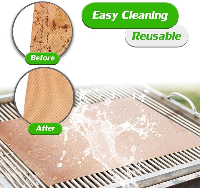 Renook Set of 6 Copper Grill Mats for Outdoor BBQ Grill