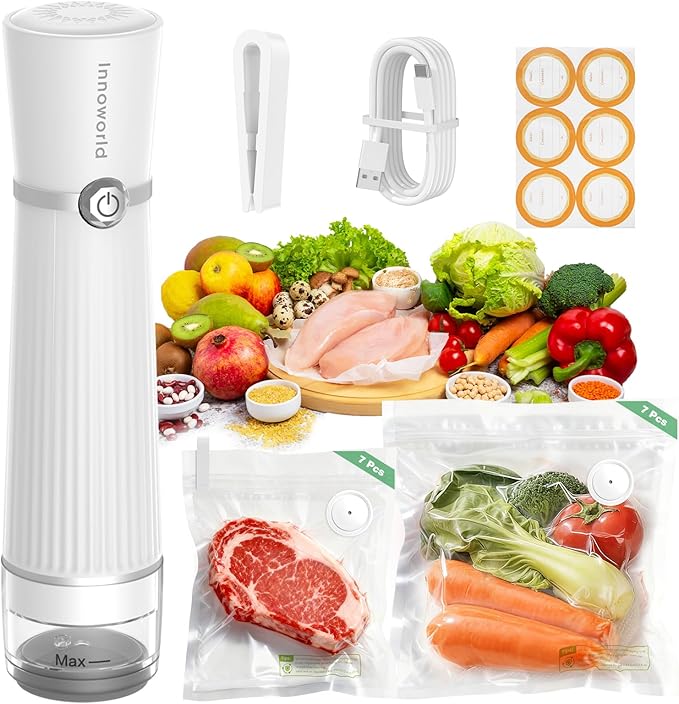 Compact Handheld Vacuum Sealer Machine for Food with 14 Reusable Bags