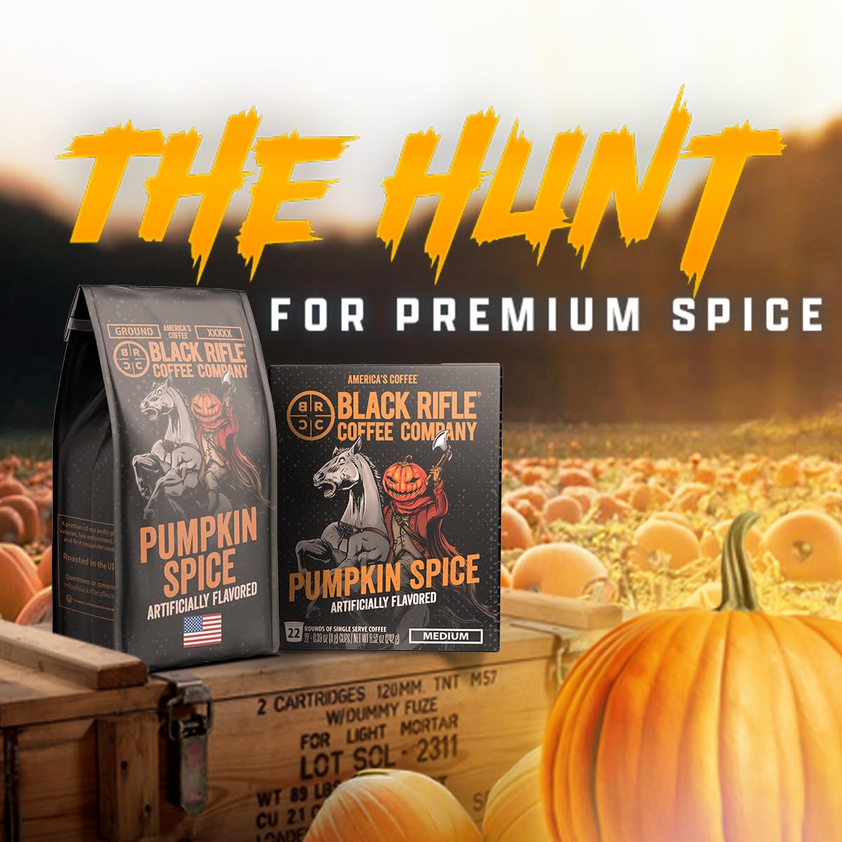 Black Rifle Coffee Company Pumpkin Spice, 22 Count, Medium Roast K Cups - Single Serve K Cups Coffee Pods - Kcup Pods Compatible with all Keurig machines - Made from Arabica Beans