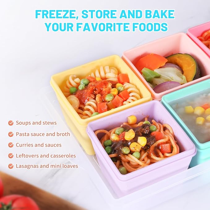 Gemice Silicone Freezer Molds with Lids, 6-Pack 1-Cup & 2-Cup