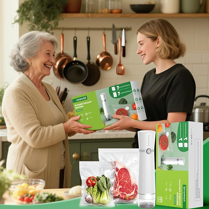 Compact Handheld Vacuum Sealer Machine for Food with 14 Reusable Bags