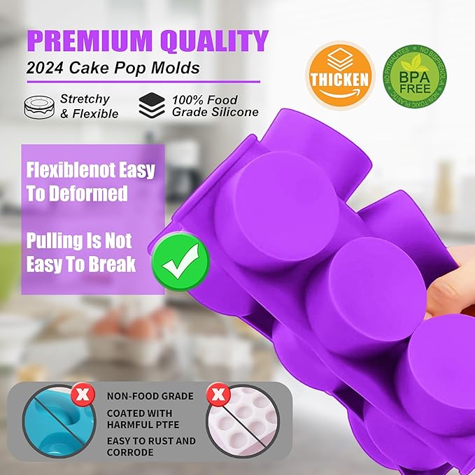 3 Pcs Round Chocolate Cookie Molds Set,12-Cavity Silicone Mold with 30 Clear Treat Boxes, Round Baking Mold for Candy, Mini Cake, Individually Wrapped Cakesicle Party Favor Packaging