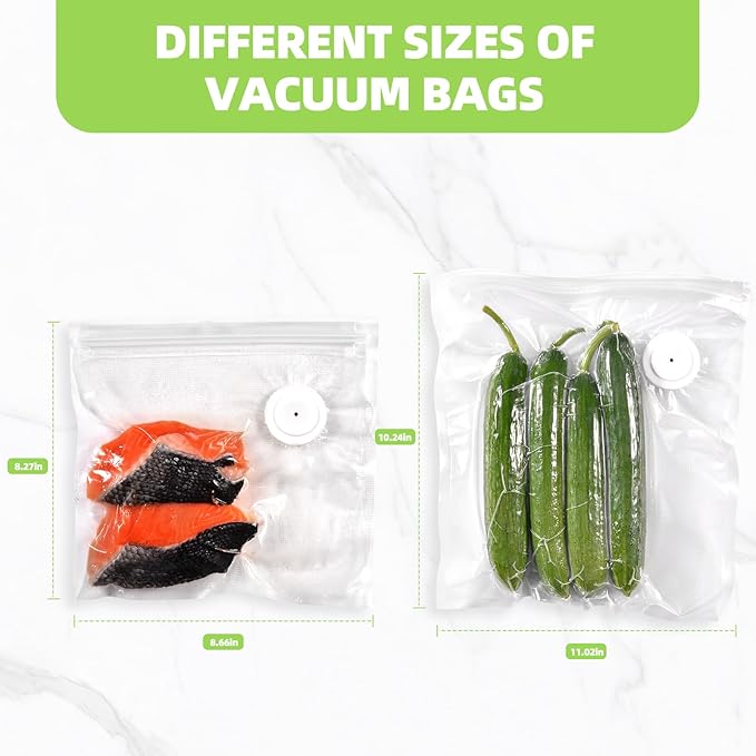 Reusable Vacuum Sealer Bags for Food, 20 BPA-Free Medium (10 x 11in) Food Storage Bags, Freezer, Odor-Resistant, Leak-Proof, Compatible with Vacuum Sealers