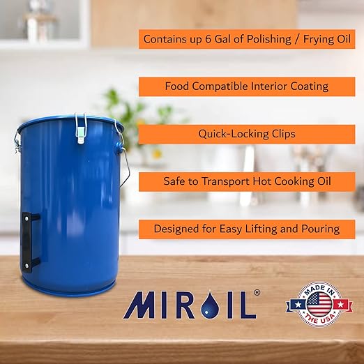 MirOil 6 Gallon Blue Oil Grease Bucket & Filter Pot