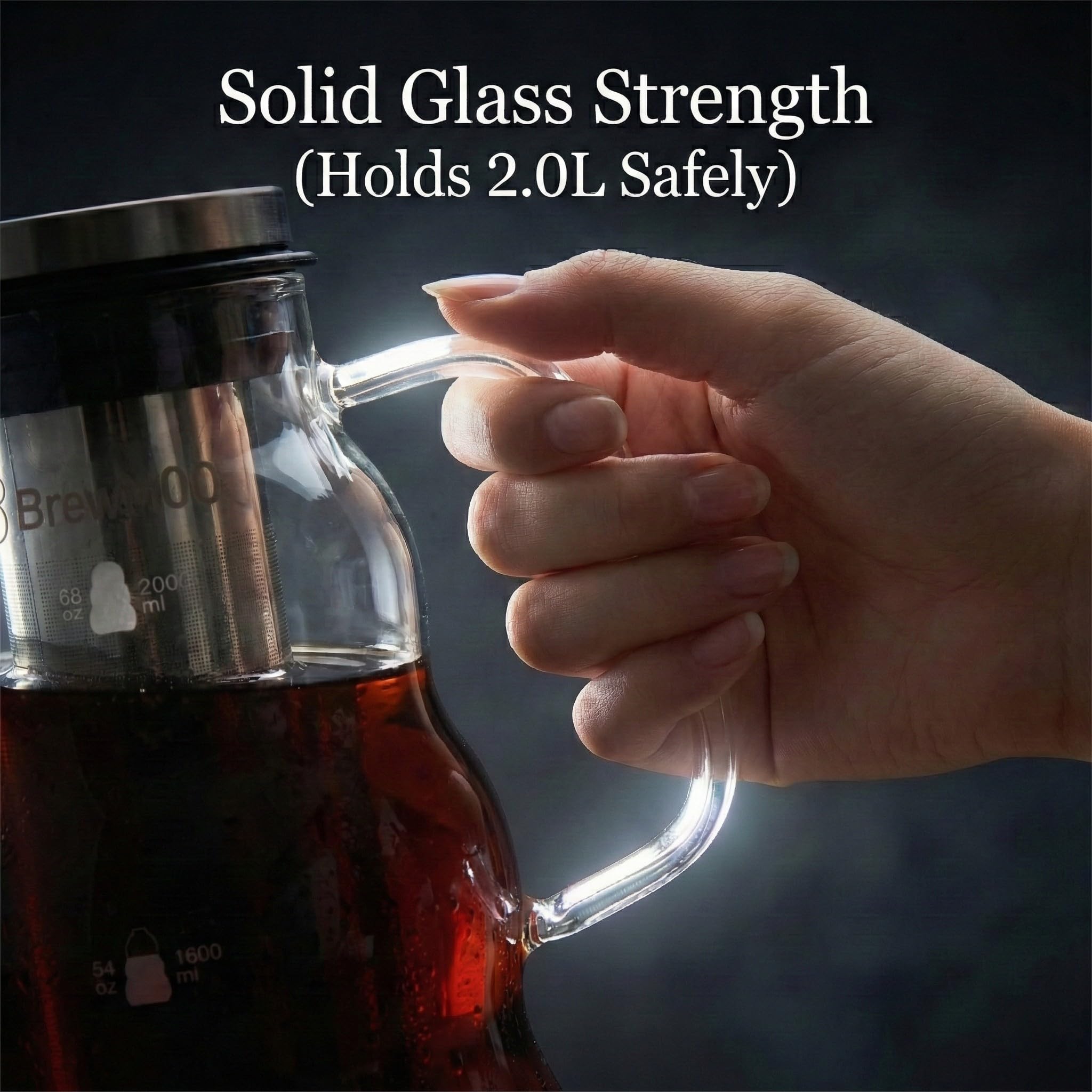 BrewMOO Sleek Wave 2.0 L/68 oz Cold Brew Coffee Maker Pitcher