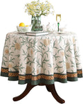 patdrea Vintage French Linen Tablecloth,Round,Diameter 55"-Botticelli