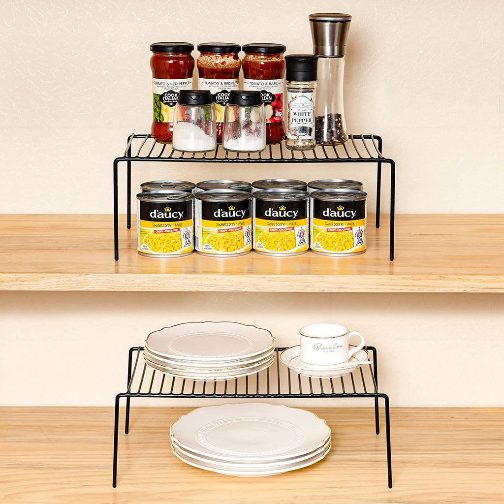 GEDLIRE Cabinet Storage Shelf Rack Set of 6, Medium (13 x 9.4 inch) Rustproof Metal Wire Kitchen Cabinet Organizer and Storage, Cupboard Spice Shelf Rack for Plate, Dish, Counter & Pantry Organization