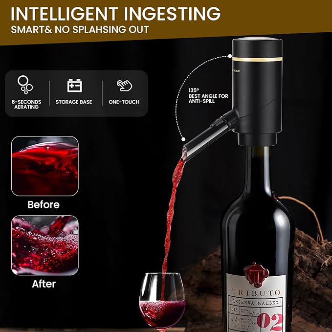 BLUBYEES Electric Wine Aerator and Automatic Wine Dispenser