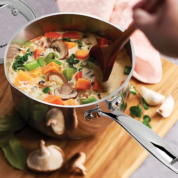 Rorence 2.5 Quart Stainless Steel Sauce pan with Lid