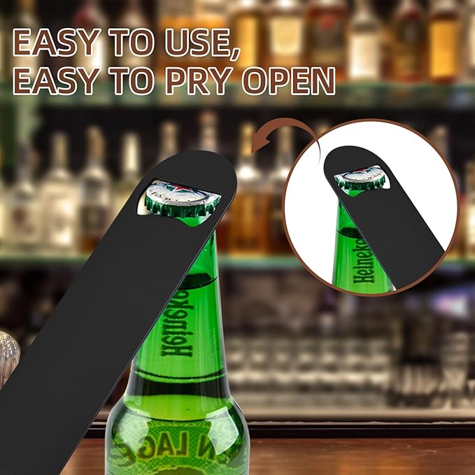 Yugada 100 Pack Flat Beer Bottle Opener 5 inch Stainless Steel Flat Bottle Opener Black Beer Bottle Openers for Bartender Kitchen Bar Restaurant (5 Inch)