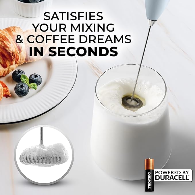 Zulay Powerful Milk Frother for Coffee with Upgraded Titanium Motor - Handheld Electric Whisk, Milk Foamer, Mini Mixer & Coffee Blender for Frappe, Latte, Matcha, No Stand - Storm