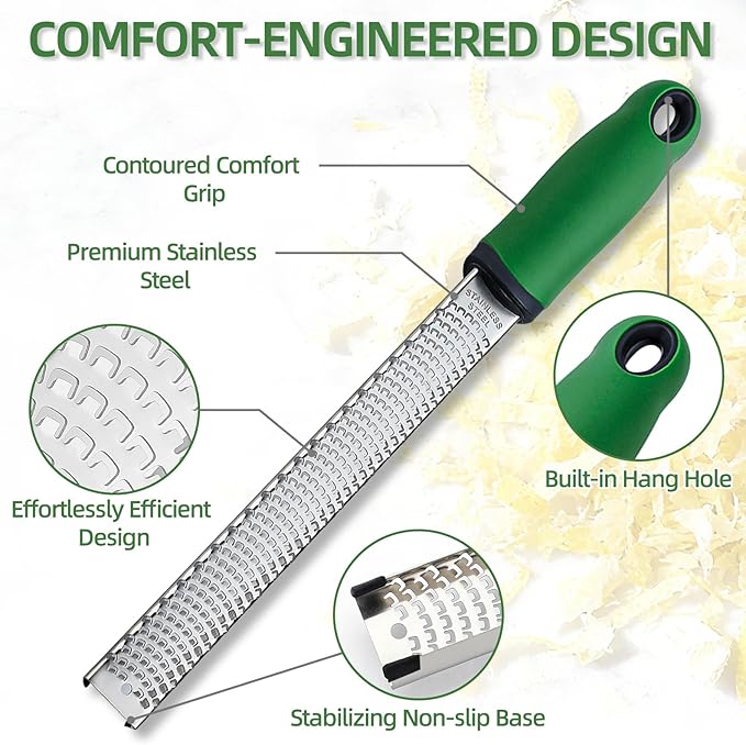Koythin Green Handle Stainless Steel Citrus Zester Grater