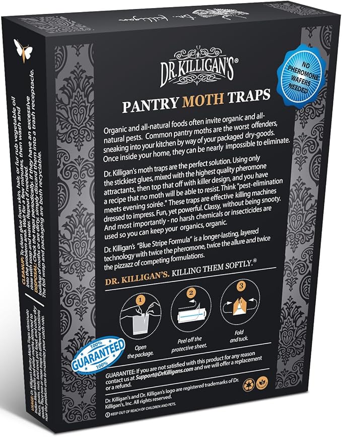 Dr. Killigan's Pantry Moth Traps with Pheromones Prime, 6 Pack, Black
