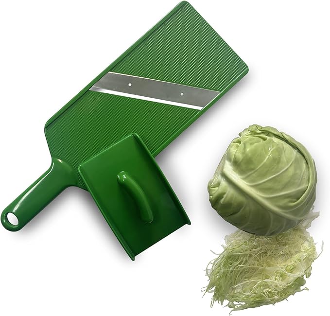 RCOAIMT Large Cabbage Slicer, 1mm Ultra-Thin Mandoline Slicer with Safety Guard & Cleaning Brush, Stainless Steel Vegetable Shredder for Coleslaw, Sauerkraut, Salad, Onion, Potato Chips, Green