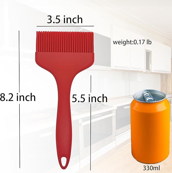 Minchsrin 2 Pcs Of Large Silicone Basting Brushes One-Piece Design Pastry Brush Spread Oil Butter Sauce Marinade For Grill BBQ Baking Heat Resistant Kitchen Cooking Dishwasher Safe (Red And Gray)