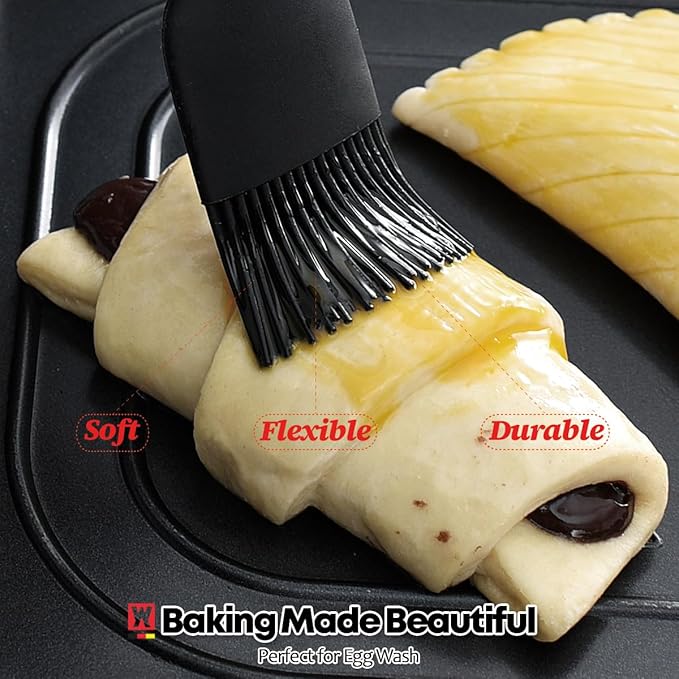 WAGENSTEIGER Silicone Cooking Brush with Wooden Handle: Pastry Brush, For Glazing Pastries and Basting Meats, Heat Resistant Cookware, Gentle Head & Bristle Design, BPA Free, Non-slip Grip