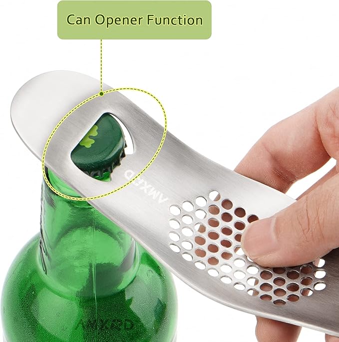 AMXRD Stainless Steel Garlic Press Rocker & Silicone Garlic Peeler