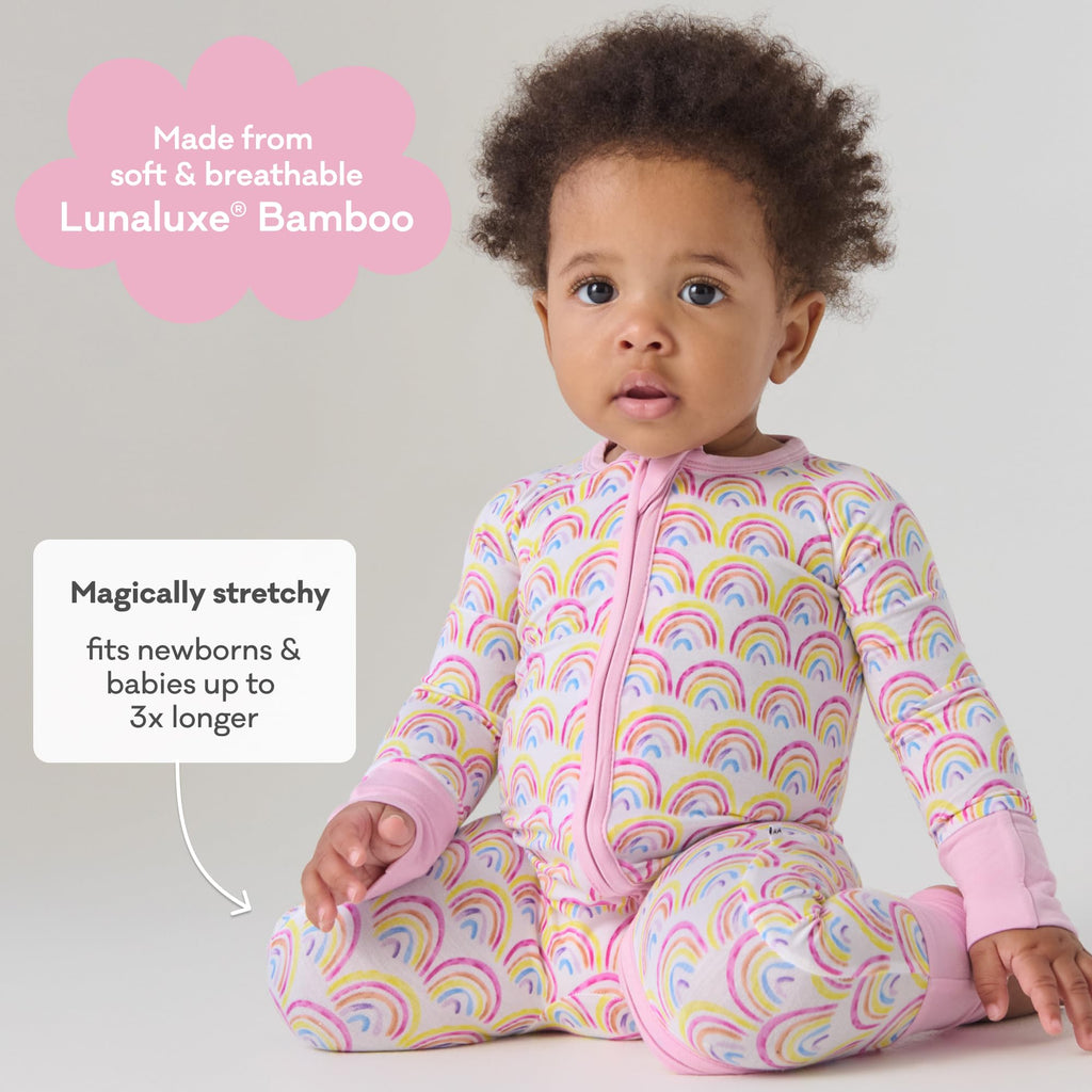 Little Sleepies Baby Pajamas, Pastel Rainbows, 0-3M