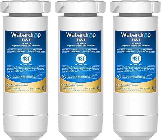 Waterdrop Plus XWF Water Filter Replacement for GE® XWF, 3 Pack, No chip