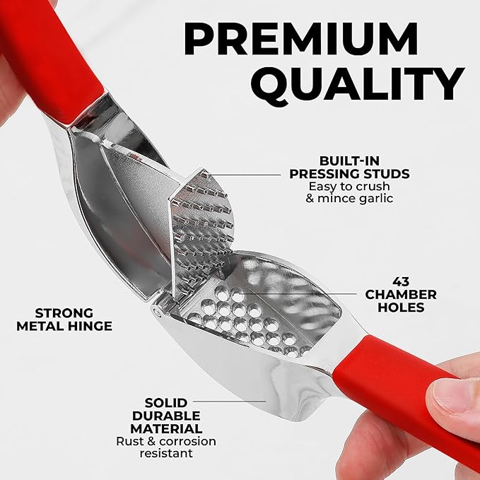 Zulay Kitchen Metal Comfort Grip Garlic Press