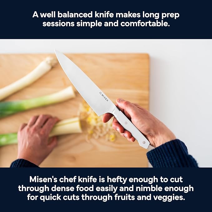 Misen 8 Inch Chef Knife, AUS-10 Japanese Stainless Steel - White