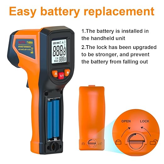 DEASOMIYE Infrared Thermometer Gun, -58°F~1112°F Laser Thermometer Temperature Gun, Non Contact IR Temp Gun with Adjustable Emissivity for Cooking,Griddle,HVAC,Fridge,Grill,Pizza Oven(Not for Human)