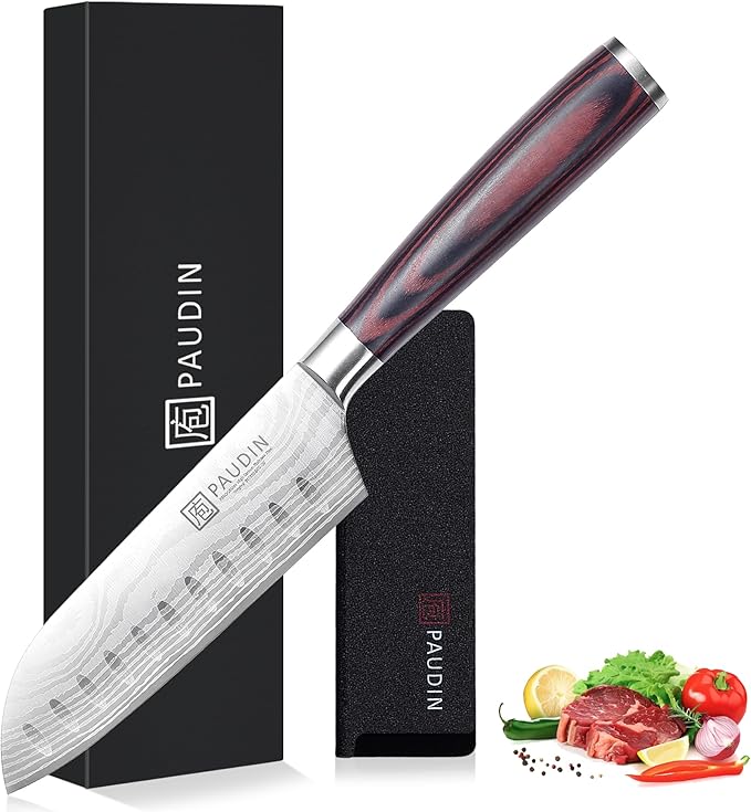 PAUDIN Santoku Knife, 5 inch Chef Knife, Ultra Sharp Kitchen Knife