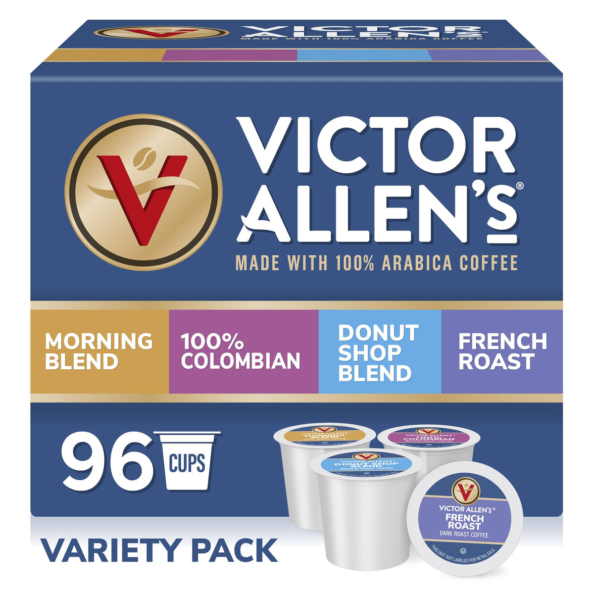 Victor Allen's Coffee Variety Pack (Morning Blend, 100% Colombian, Donut Shop Blend, and French Roast), 42 Count, Single Serve Coffee Pods for Keurig K-Cup Brewers