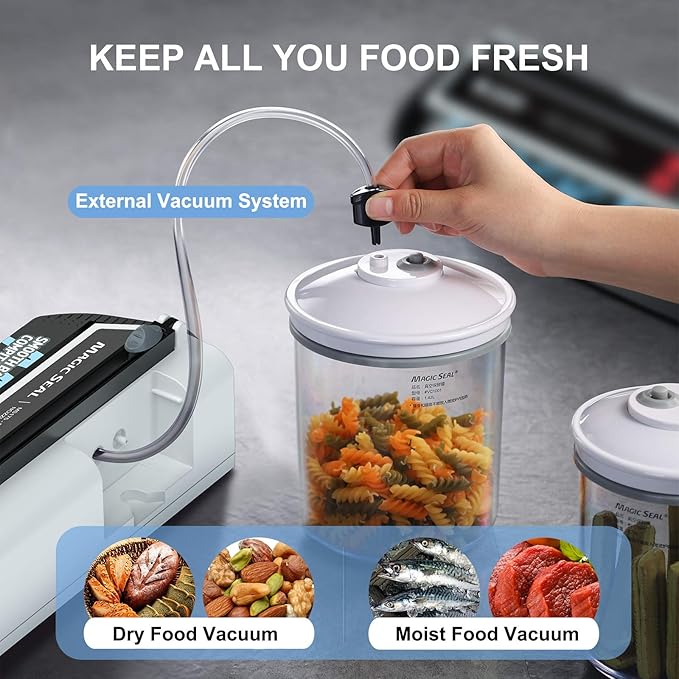MAGIC SEAL MS175 Nozzle Vacuum Sealer for Mylar Bags, Smooth Flat Pouches
