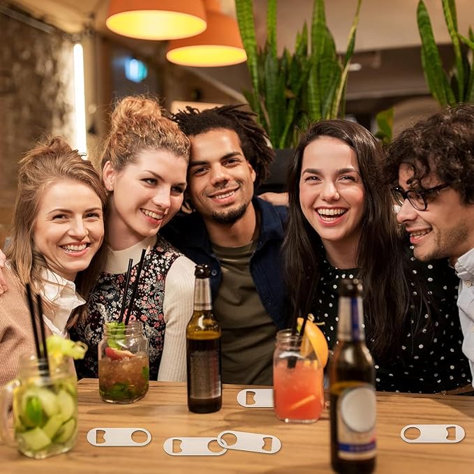 30 Pcs Flat Bottle Opener 3.5 x 1.18 inches Stainless Steel Beer bottle Openers Heavy Duty Bar Blade Solid Bottle Cap Opener Funny Bartender Bottle Opener for Kitchen Party Supplies,Silver