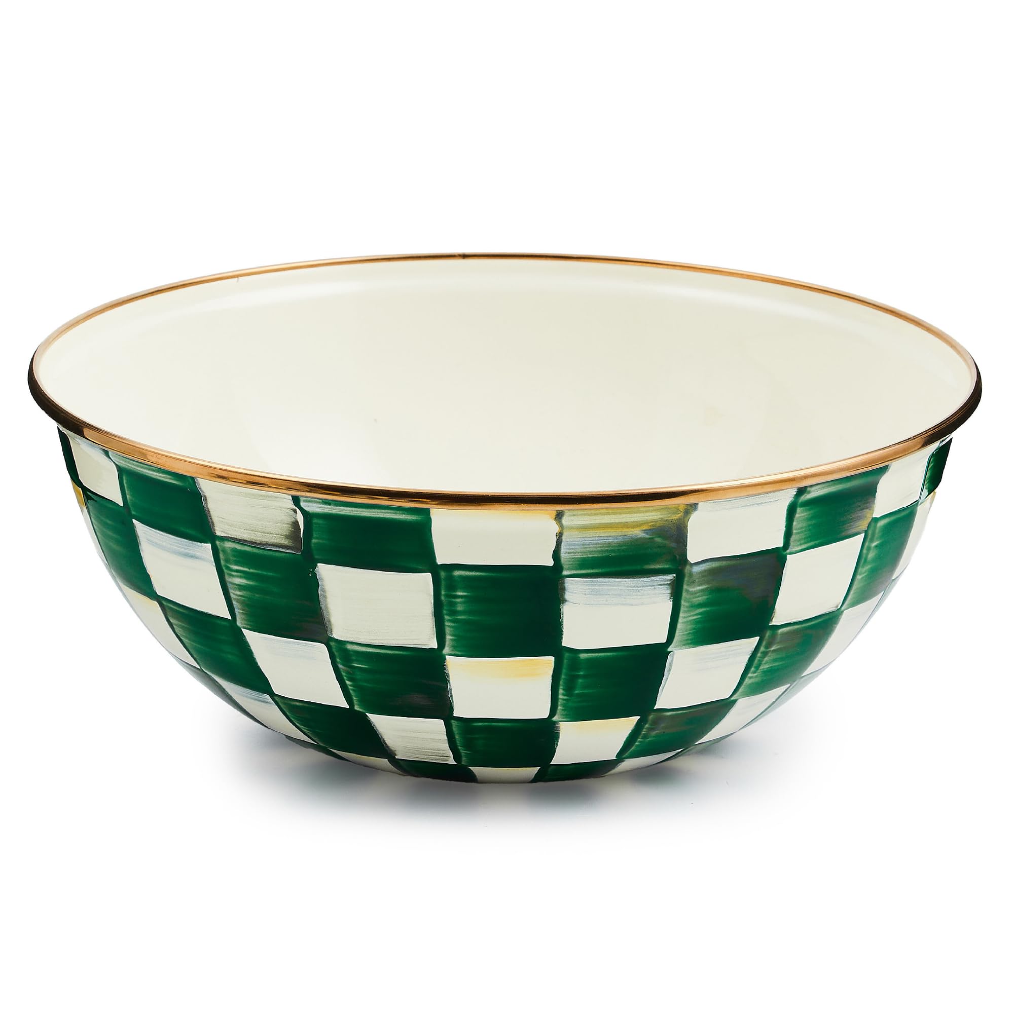 MACKENZIE-CHILDS Everyday Bowl, Medium, Green-and-White Emerald Check