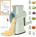 2025 Upgrade 6-In-1 Cheese Grater【 Military-Grade SUS304 Blade - 3S Fast Cut】【SGS Certification - German Nano Strong Suction Base】Cheese Grater Hand Crank Suitable for Home Use (Green)