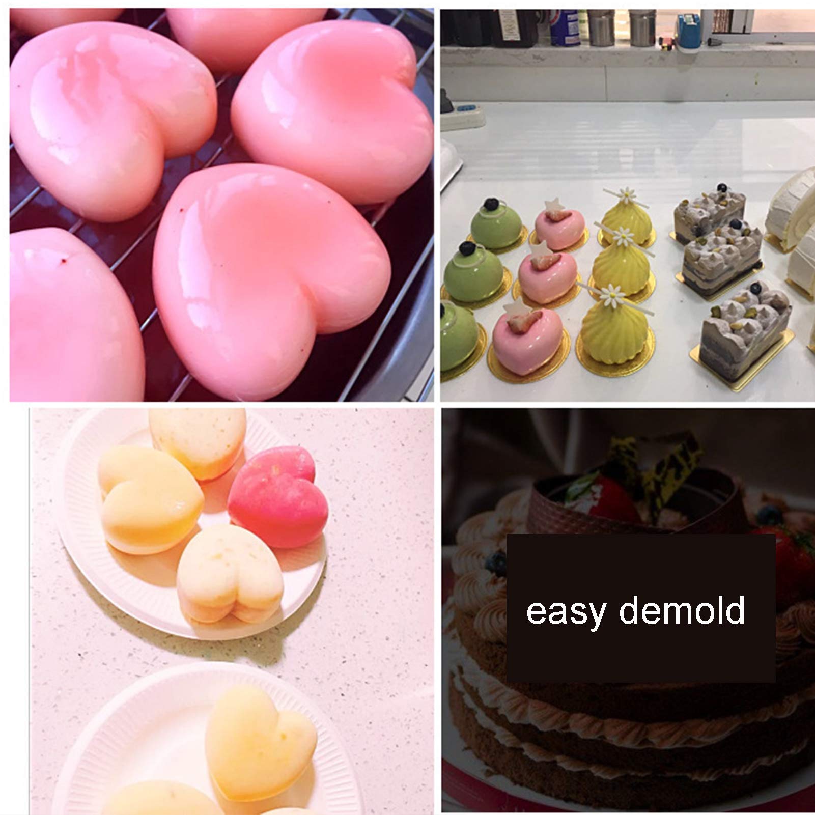 OCPO Kitchen Heart Silicone Mold for Baking Mousse Cake, 15 Cavities