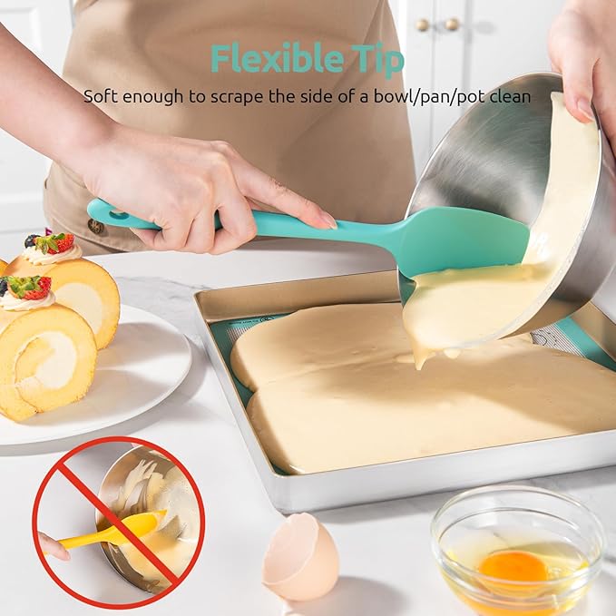 U-Taste Silicone Spatula Set, 600ºF High Heat Resistant, 3-Pcs, Aqua Sky