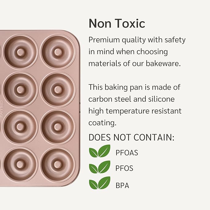 HAPPIELS 12 Well Donut Pan Nonstick, PFOA & BPA Free