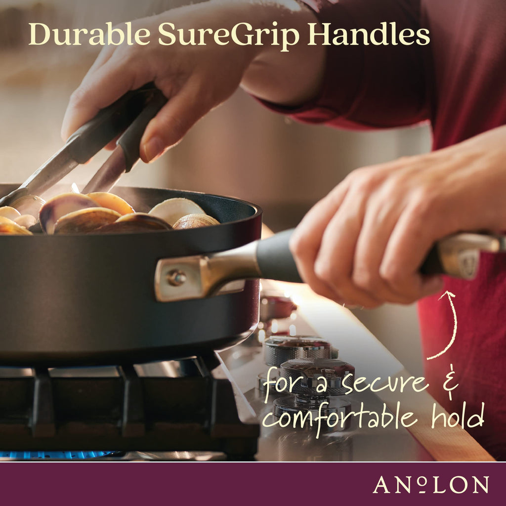 Anolon Advanced Home Hard-Anodized Nonstick Sauce pot with Lid, 4.5-Quart, Moonstone