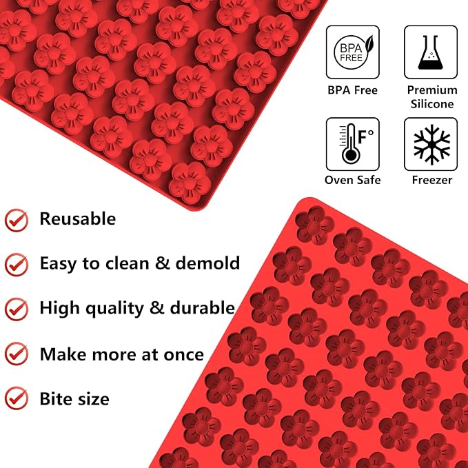 Amyandone Flower Silicone Mold, Small Plum Blossom Shaped, 70 Cavities